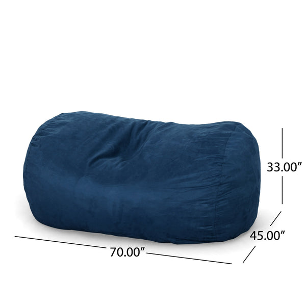 English Elm Marlin Suede Cylindrical 6.5ft Bean Bag Chair with Removable Washable Cover and High-Density Foam Comfort Blue Solid B181P163018