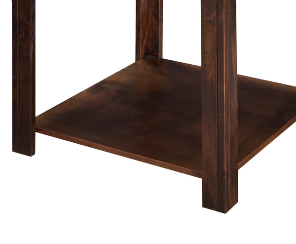 English Elm 60 Knotty Alder Workstation Desk in Whiskey Finish — Fully Assembled, Rustic Urban Style with Open Shelves for Home Office B108P160193