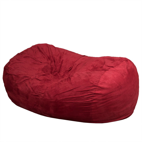 English Elm Firefly 6.5ft Suede Cylindrical Bean Bag Sofa, Red Microfiber, Removable Washable Cover, Foam Filled B181P163066