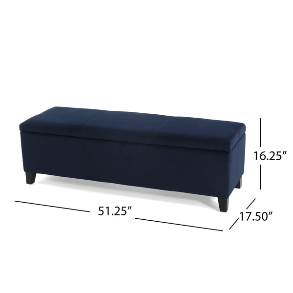 English Elm Christopher Knight Home® - GLOUSTER Plush Velvet Storage Ottoman with Lift-Top, Foam-Padded Seat, Sturdy Wood Frame & Chic Base Dark Blue 57742.00DBLU