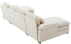 English Elm U U Shaped Modular Sectional Sofa Couch with Double Chaise, 6-Seater Convertible Memory Foam Beige Elegance W2108S00016