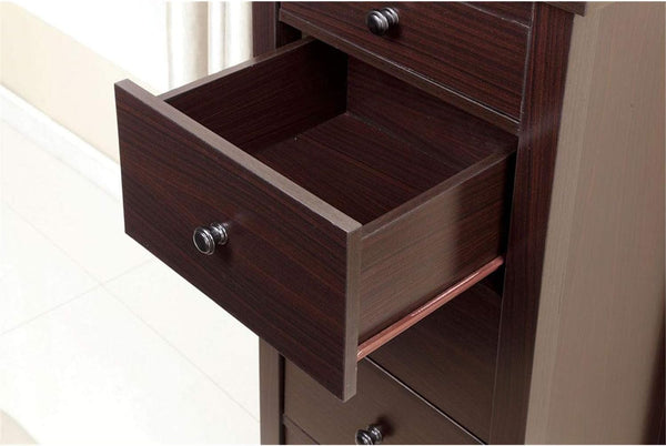 English Elm Transitional Espresso 5-Drawer Compact Chest for Small Spaces - Solid Wood Veneer, Modern Storage B011P163369