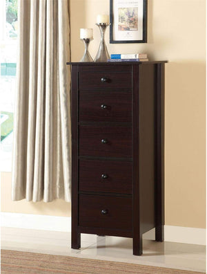English Elm Transitional Espresso 5-Drawer Compact Chest for Small Spaces - Solid Wood Veneer, Modern Storage B011P163369