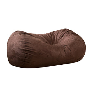English Elm Nest 6.5 Foot Cylindrical Suede Bean Bag Chair with Removable Washable Cover and High-Density Foam Comfort Brown B181P163039