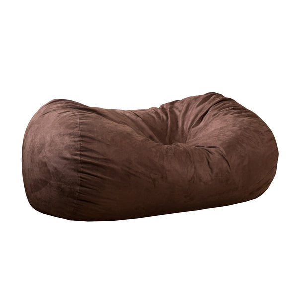 English Elm Nest 6.5 Foot Cylindrical Suede Bean Bag Chair with Removable Washable Cover and High-Density Foam Comfort Brown B181P163039