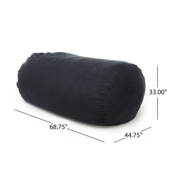 English Elm Lara 6.5ft Suede Cylindrical Bean Bag Black - Cozy High-Density Foam, Removable Machine-Wash Cover B181P163025