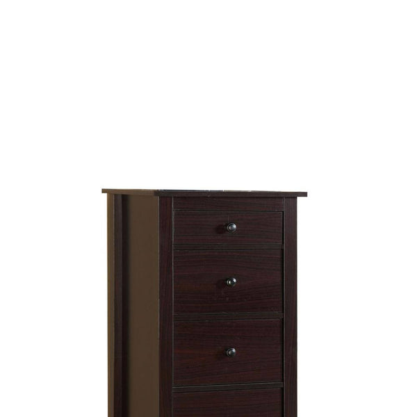 English Elm Transitional Espresso 5-Drawer Compact Chest for Small Spaces - Solid Wood Veneer, Modern Storage B011P163369
