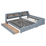 Hearth and Haven Denver Queen Size and Twin XL Size Upholstered Platform Bed with Hydraulic Storage and Drawers, Grey SF000116AAE