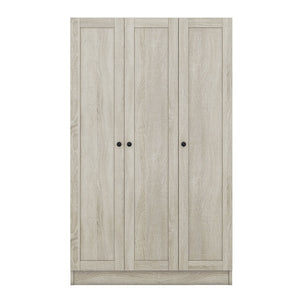English Elm 3-door Shutter Wardrobe Gray Mdf Finish with Hanging Rail and Shelves for Bedroom LP006004AAE
