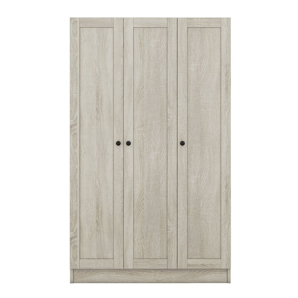 English Elm 3-door Shutter Wardrobe Gray Mdf Finish with Hanging Rail and Shelves for Bedroom LP006004AAE