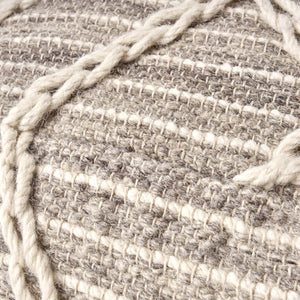 English Elm Rope Square Pouf Gray and Ivory Wool Ottoman Floor Cushion 20" Cube Polystyrene Beads, 200lb Cap B181P162888