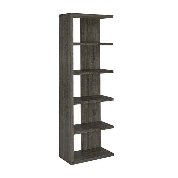 English Elm 5-Tier Rustic Bookcase in Weathered Grey Finish with 4 Open Shelves for Books, Plants & Decor Displays B016P163586