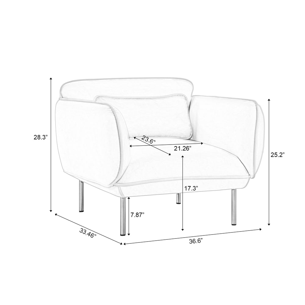 English Elm Oversized Velveta Accent Armchair in Beige — Plush Velvet Upholstered Sofa Chair with Metal Legs for Cozy Living Spaces W542P147987