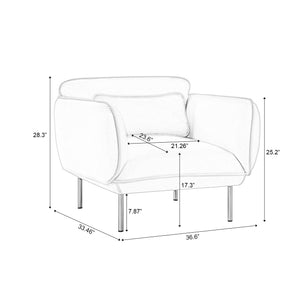 English Elm Oversized Velveta Accent Armchair in Beige — Plush Velvet Upholstered Sofa Chair with Metal Legs for Cozy Living Spaces W542P147987