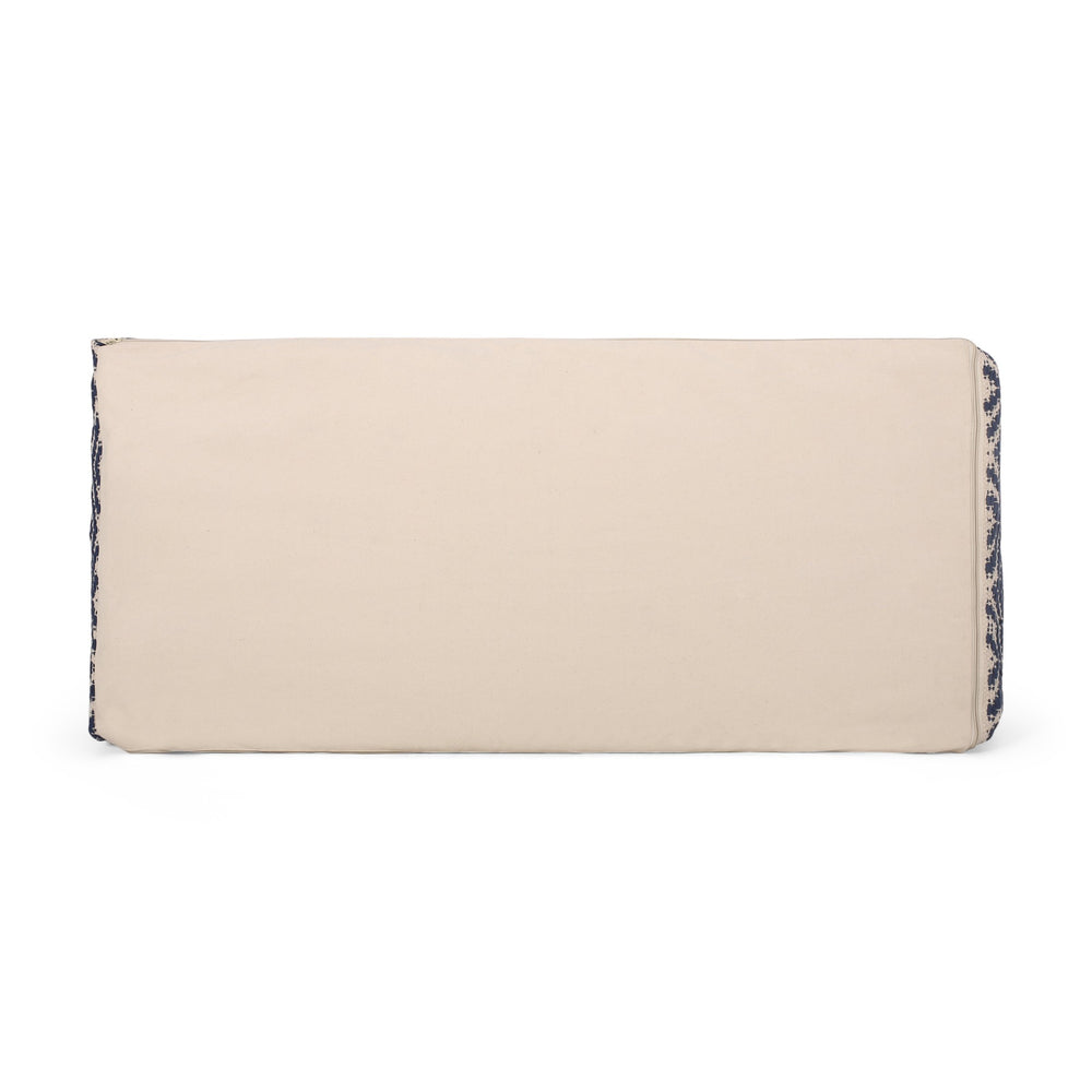 English Elm Juniper Rectangular Pouf Ottoman Floor Cushion 42"x24"x19" Blue & White Fabric, 200lb Capacity, Stylish Decor B181P162886