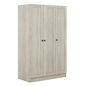 English Elm 3-door Shutter Wardrobe Gray Mdf Finish with Hanging Rail and Shelves for Bedroom LP006004AAE