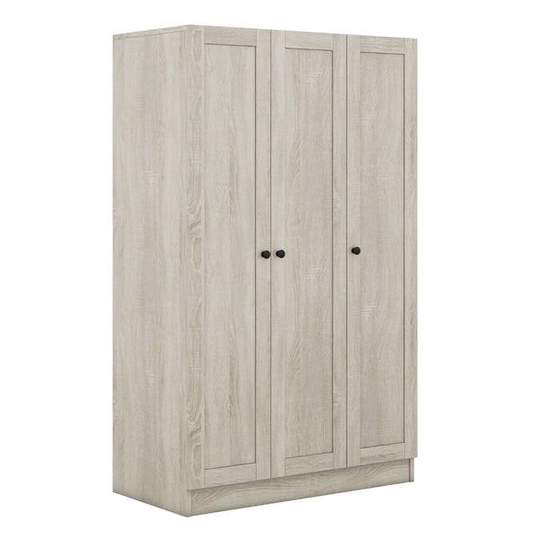 English Elm 3-door Shutter Wardrobe Gray Mdf Finish with Hanging Rail and Shelves for Bedroom LP006004AAE
