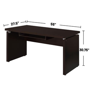 English Elm Computer Transitional Desk in Cappuccino Finish with Keyboard Drawer, Silver Hardware, L-Shape Ready B016P163729