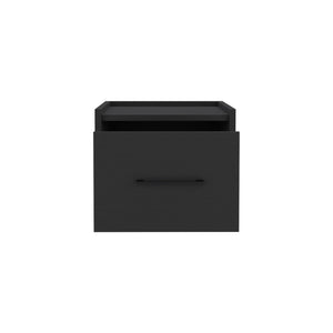 English Elm Floating Nightstand with Drawer and Open Shelf, Wall-Mounted Minimalist Design for Small Spaces Black 17 L x 16 W x 5 H B097P163093