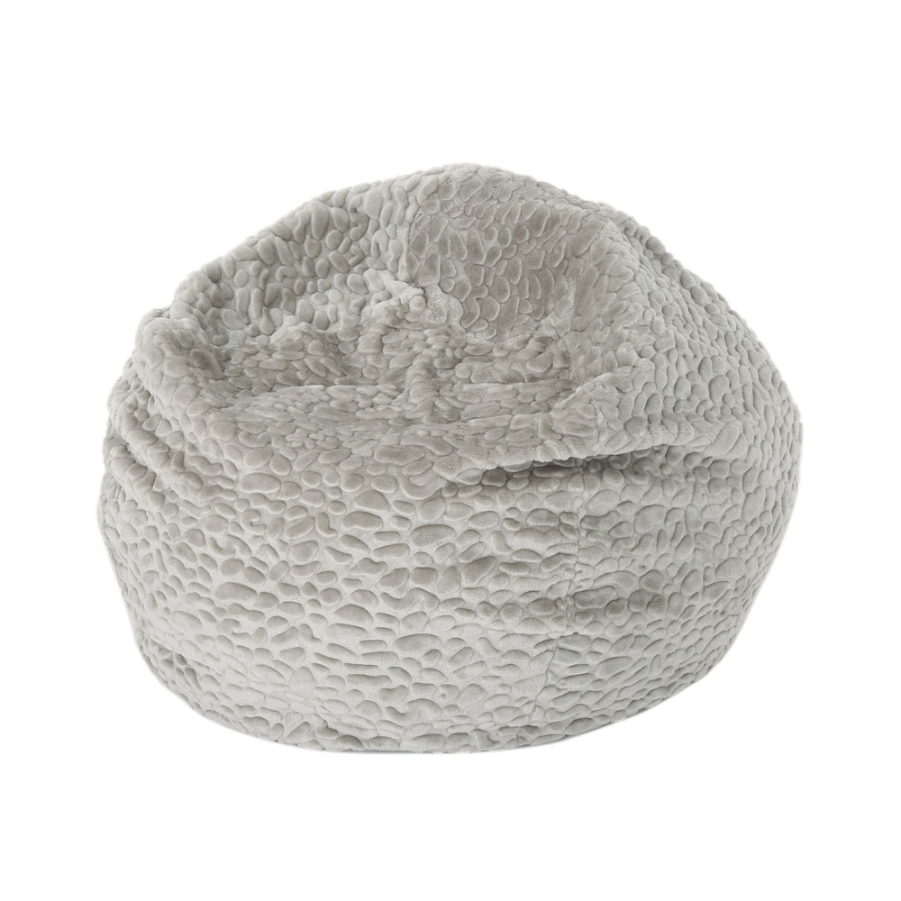 English Elm Yasmin Faux Fur 3ft Rounded Bean Bag Chair, Grey Pebble Pattern, Machine-Washable Removable Cover, High-Density Foam Comfort B181P162998