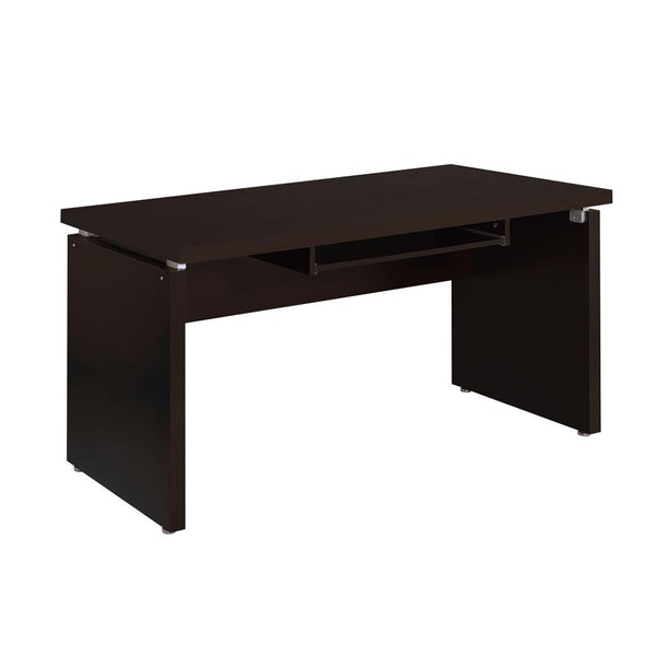 English Elm Computer Transitional Desk in Cappuccino Finish with Keyboard Drawer, Silver Hardware, L-Shape Ready B016P163729