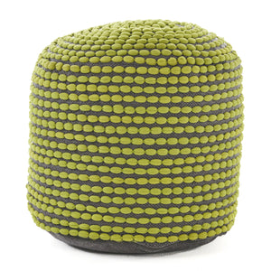 English Elm River Waterproof Handcrafted Cylindrical Pouf — Geometric Two-Tone Design, Indoor Durable Seating Green B181P162848