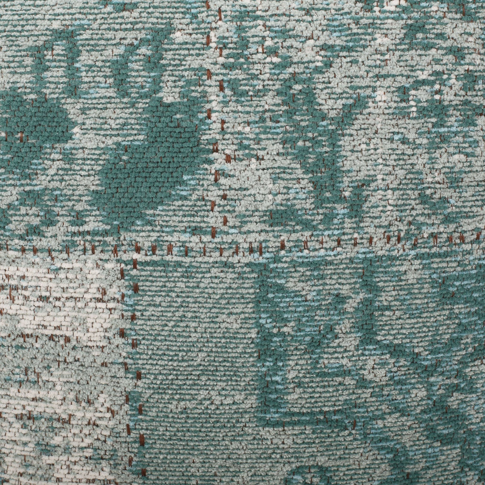 English Elm Ocean Square Pouf Teal Beige - Versatile 16" Fabric Ottoman Floor Cushion, Polystyrene Fill, 200lb Capacity B181P162903