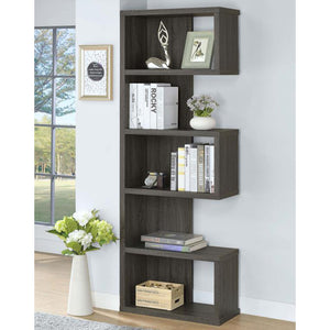 English Elm Contemporary 5-Tier Weathered Grey Bookcase with Mixed Open and Enclosed Shelving for Stylish Display B016P163579