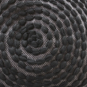 English Elm River Waterproof Handcrafted Cylindrical Pouf — Geometric Two-Tone Design, Indoor Durable Seating Black B181P162859