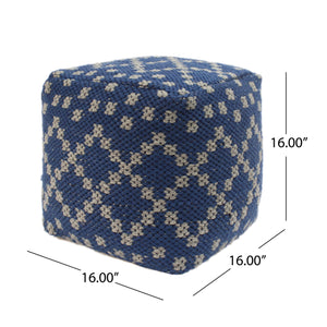 English Elm Sky Outdoor Square Pouf Blue - Waterproof Fabric Ottoman & Floor Cushion, 200lb Capacity, 16" Cube Decorative Seat B181P162879
