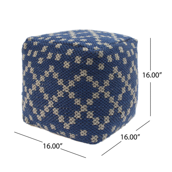 English Elm Sky Outdoor Square Pouf Blue - Waterproof Fabric Ottoman & Floor Cushion, 200lb Capacity, 16" Cube Decorative Seat B181P162879