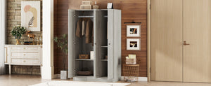 English Elm 3-door Shutter Wardrobe Gray Mdf Finish with Hanging Rail and Shelves for Bedroom LP006004AAE