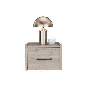 English Elm Floating Nightstand with Drawer and Open Shelf, Wall-Mounted Minimalist Design for Small Spaces Light Gray 17 L x 16 W x 5 H B097P163091