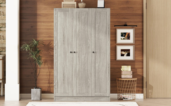 English Elm 3-door Shutter Wardrobe Gray Mdf Finish with Hanging Rail and Shelves for Bedroom LP006004AAE