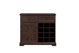 English Elm Farmhouse Buffet Cabinet With Storage Sideboard With 2 Drawers, Wine Bar Cabinet With Removable Wine Racks Storage Shelves, Liquor Coffee Bar Cupboard For Kitchen, Dining Room, Espresso L39.37''*W15.7