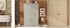 English Elm 3-door Shutter Wardrobe Gray Mdf Finish with Hanging Rail and Shelves for Bedroom LP006004AAE