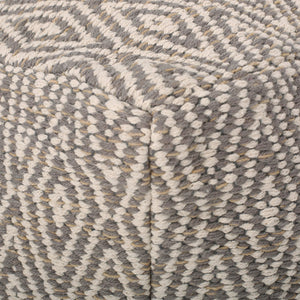 English Elm Amuleto Hand Loomed Cotton Pouf with Subtle Diamond Pattern, Soft Durable Fabric, 250 lb Capacity Beige+yellow B181P162897