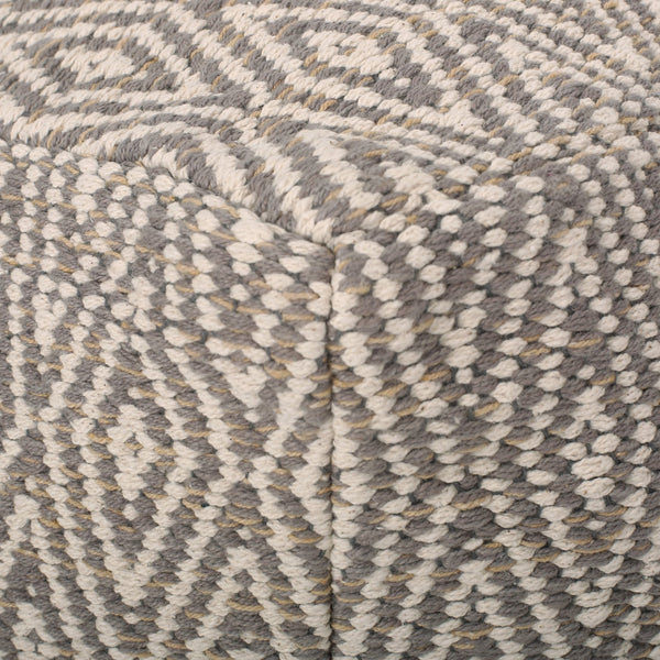 English Elm Amuleto Hand Loomed Cotton Pouf with Subtle Diamond Pattern, Soft Durable Fabric, 250 lb Capacity Beige+yellow B181P162897