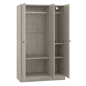 English Elm 3-door Shutter Wardrobe Gray Mdf Finish with Hanging Rail and Shelves for Bedroom LP006004AAE