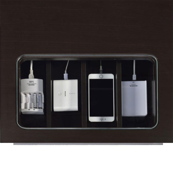 English Elm Connect-it Cappuccino Office Desk with Tempered Glass, Lift-Top Power Outlet, 3 Drawers & Cabinet B016P163683