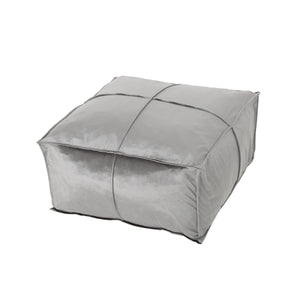 English Elm Nati Velvet Square Pouf Ottoman in Smoke — Versatile Floor Cushion, 200lb Capacity, 24"x24"x12" B181P162881