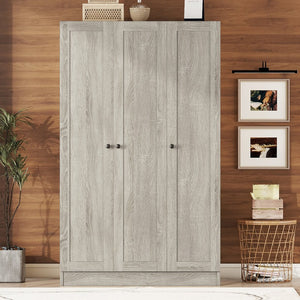 English Elm 3-door Shutter Wardrobe Gray Mdf Finish with Hanging Rail and Shelves for Bedroom LP006004AAE