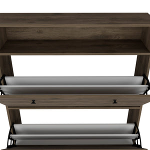 English Elm Shoe 46" H Brown Storage Cabinet with Two Drawers, Two Doors, Adjustable Shelves & Durable Top B097133214