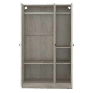 English Elm 3-door Shutter Wardrobe Gray Mdf Finish with Hanging Rail and Shelves for Bedroom LP006004AAE