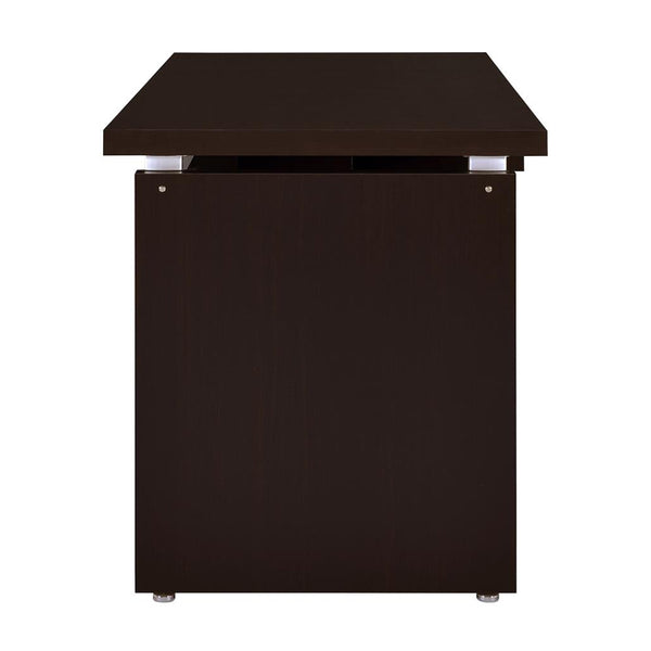 English Elm Computer Transitional Desk in Cappuccino Finish with Keyboard Drawer, Silver Hardware, L-Shape Ready B016P163729