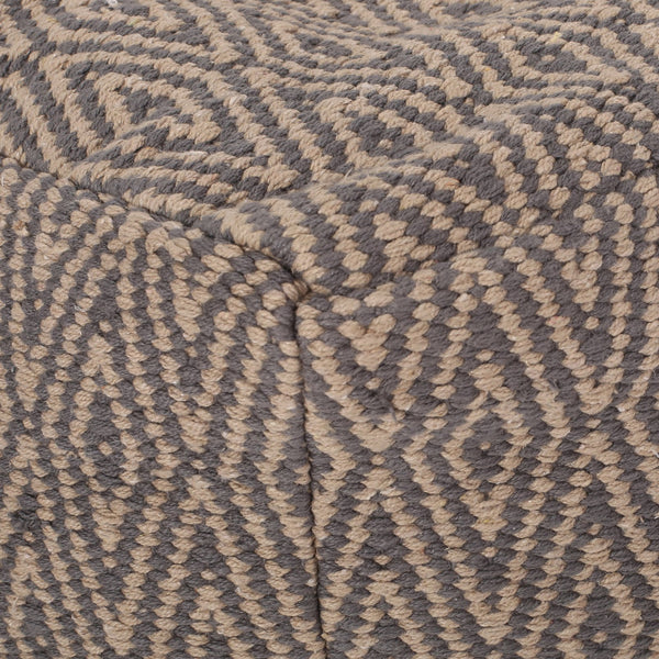 English Elm Amuleto Hand Loomed Cotton Pouf with Subtle Diamond Pattern, Soft Durable Fabric, 250 lb Capacity Grey+Brown B181P162867