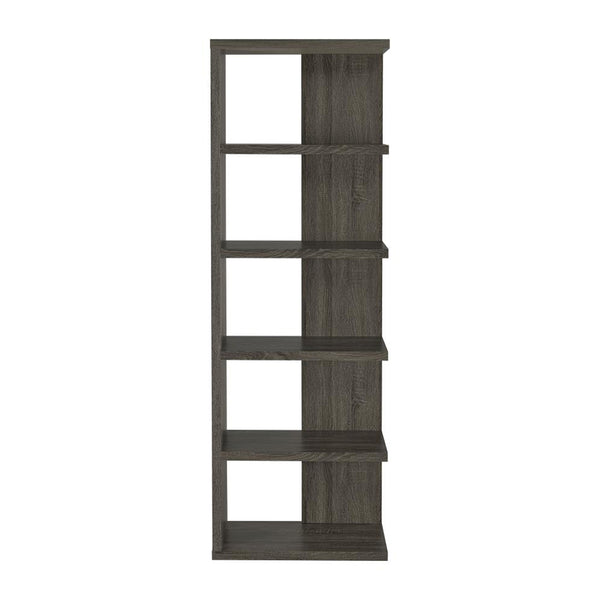 English Elm 5-Tier Rustic Bookcase in Weathered Grey Finish with 4 Open Shelves for Books, Plants & Decor Displays B016P163586