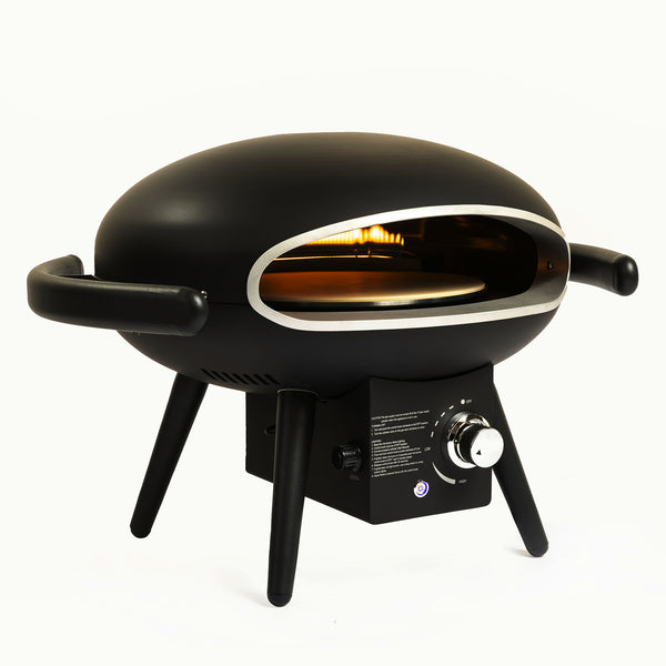 English Elm Gas Outdoor Pizza Oven Portable 15000BTU Propane Cooker with 12" Stone, Rotating Motor, Accessories W853135529