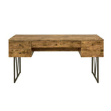 English Elm 4-Drawer Writing Desk In Antique Nutmeg and Black