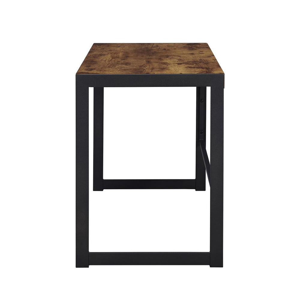 English Elm Writing Desk Antique Nutmeg with Gunmetal Frame — Compact Rustic-Modern Computer Table for Small Spaces, Laptop & Study Use B016P163679